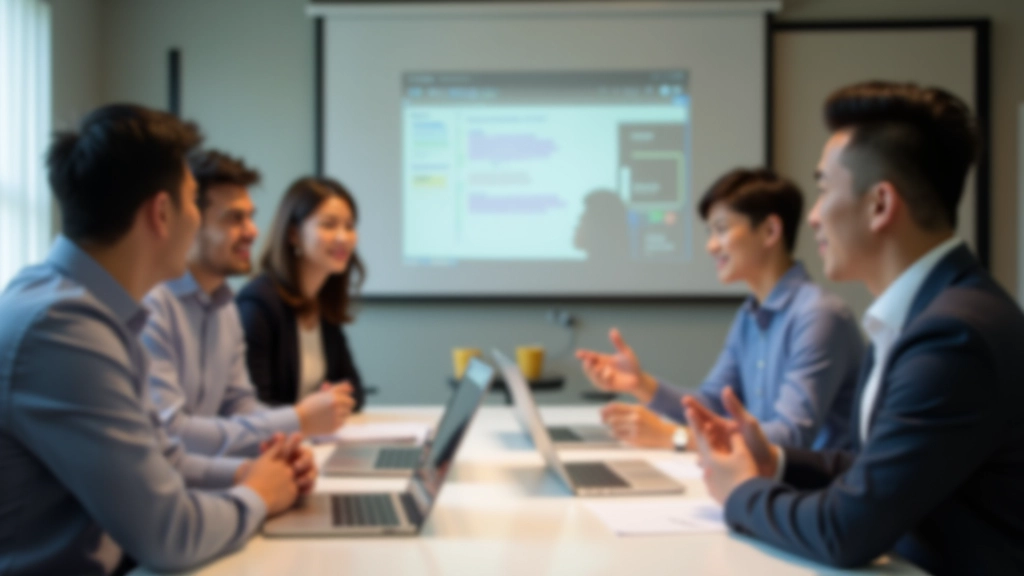 Team collaborating on presentation strategy