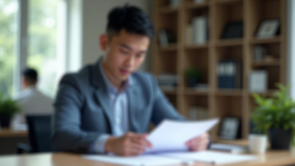 Person reviewing presentation notes and slides on desk with notebook